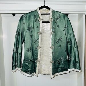 Vintage Green Fur lined Traditional Jacket